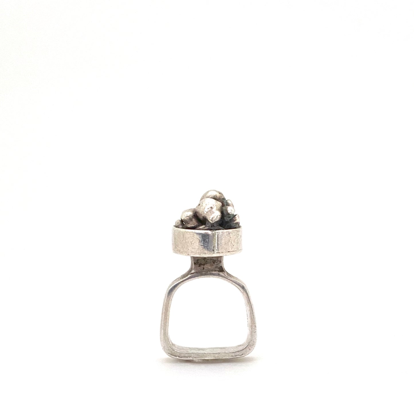 profile vintage heavy silver studio made ring Modernist jewelry design