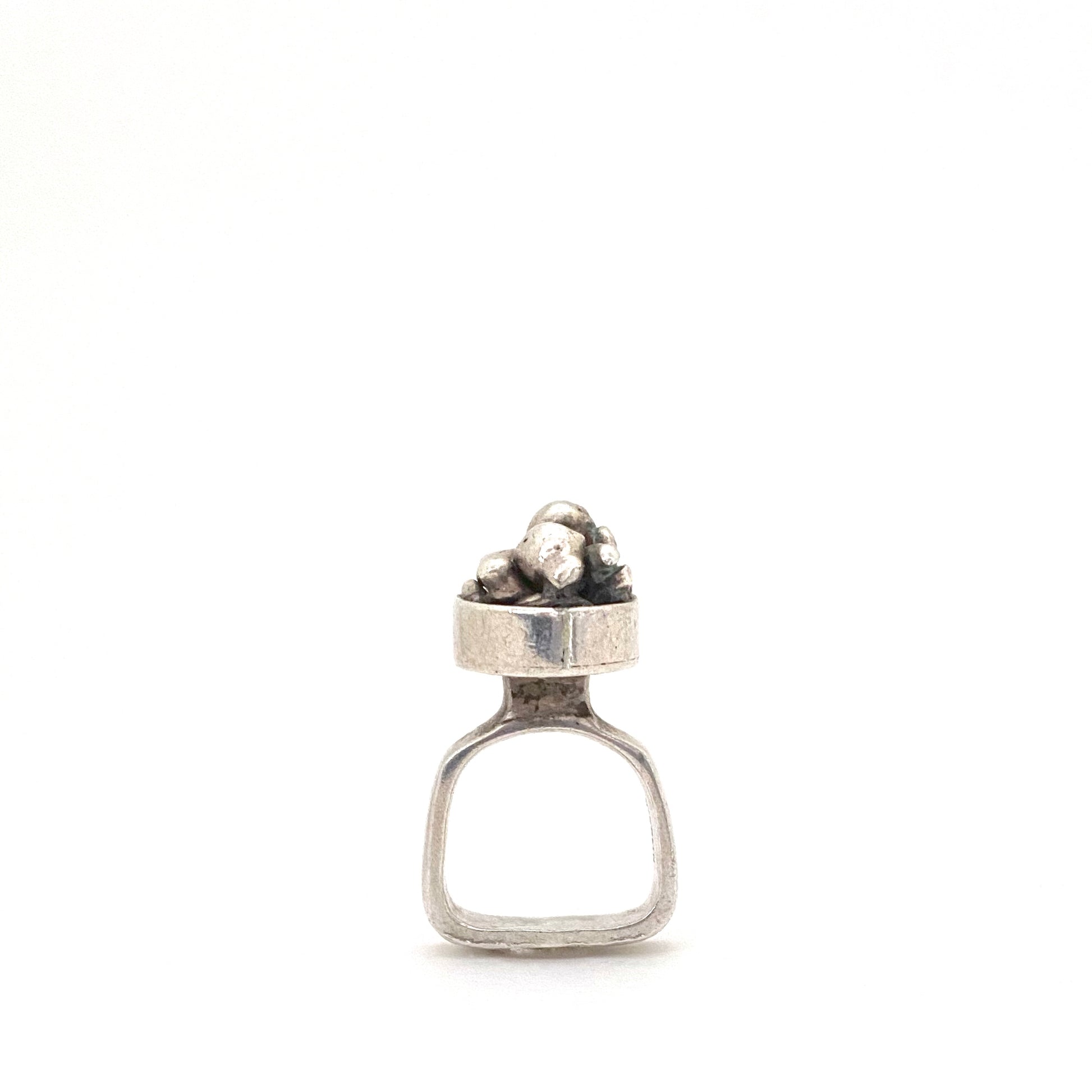 profile vintage heavy silver studio made ring Modernist jewelry design
