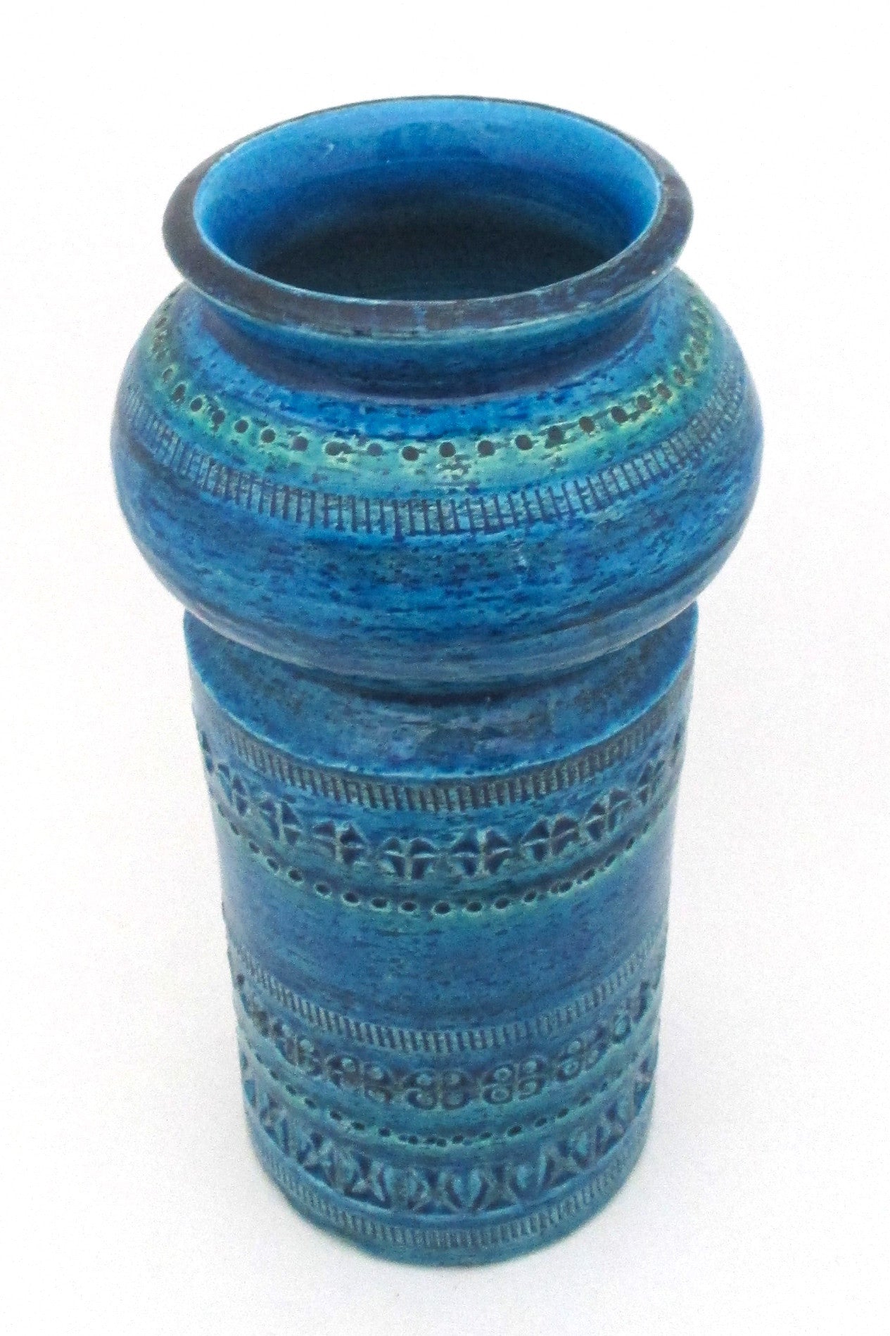 detail Bitossi Italy Rimini Blu large mid century modern vase by Aldo Londi