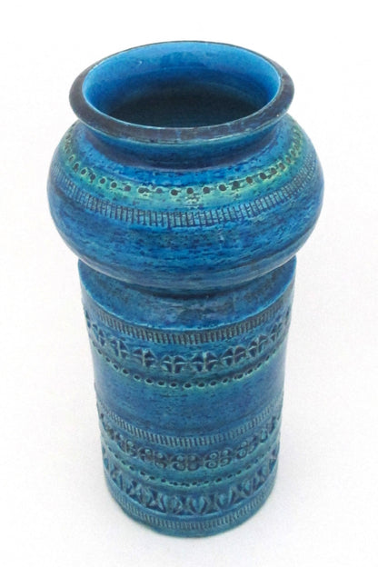detail Bitossi Italy Rimini Blu large mid century modern vase by Aldo Londi
