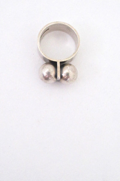 profile Elis Kauppi Kupittaan Kulta Finland vintage silver twin spheres Modernist ring 