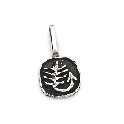 Walter Schluep heavy brutalist silver shadowbox scorpion pendant ~ signed