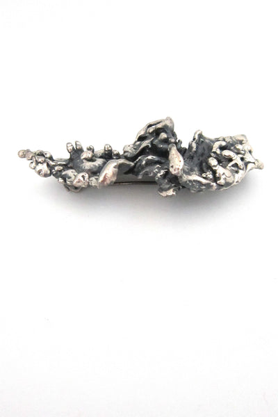 profile Guy Vidal Canada vintage brutalist pewter large textural brooch