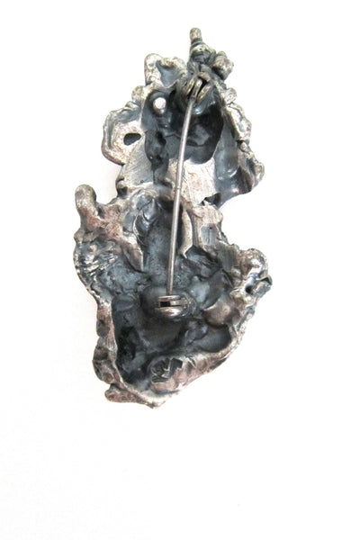 Guy Vidal large, deeply textured brooch