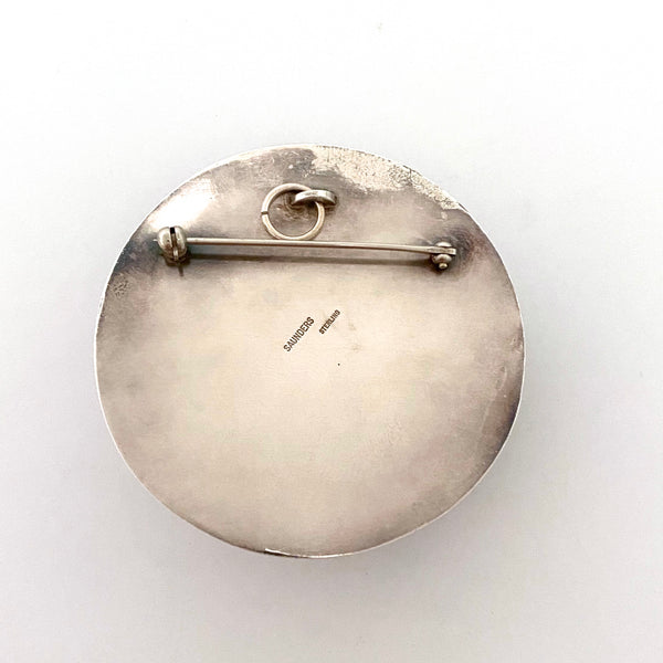 vintage silver large 'ruffled edges' pendant / brooch