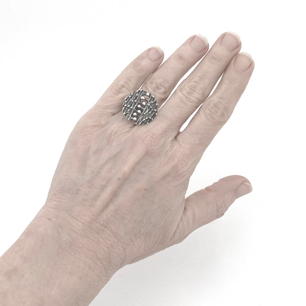Alpo Tammi brutalist textured silver ring