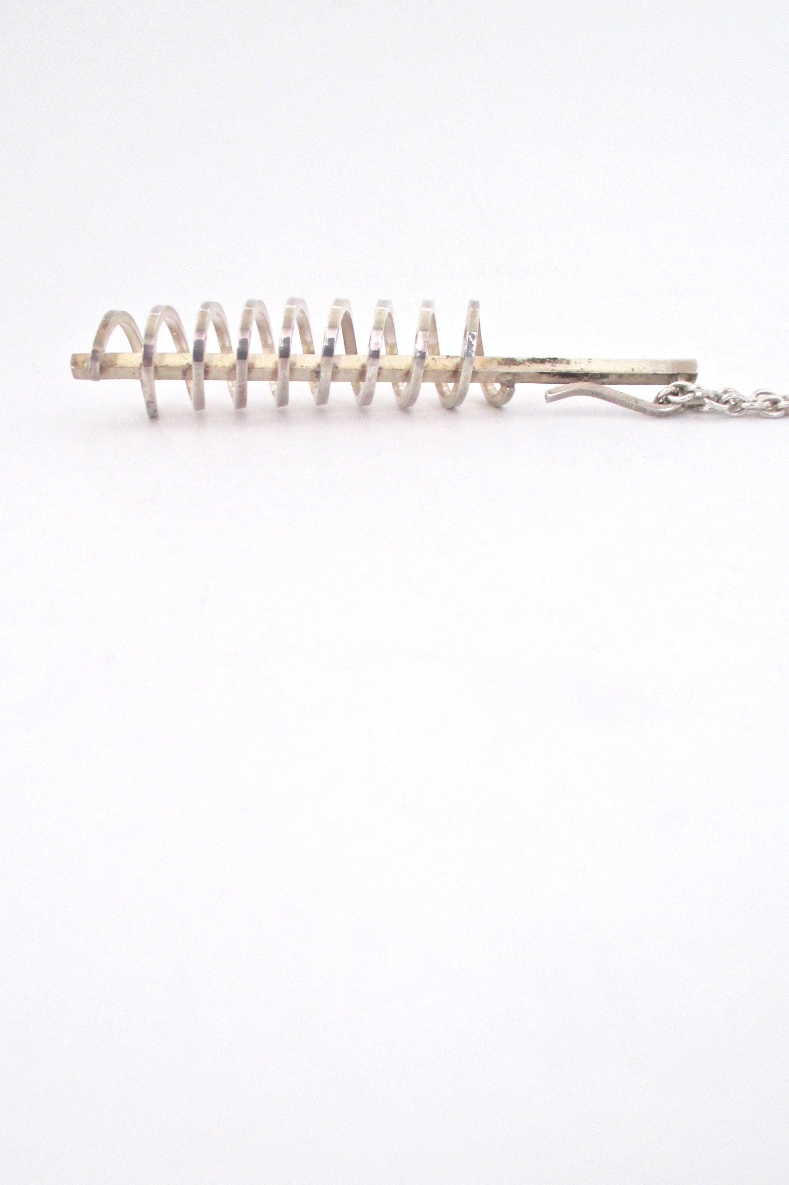 profile Henning Ulrichsen Denmark vintage silver long spiral pendant necklace Scandinavian Modernist design