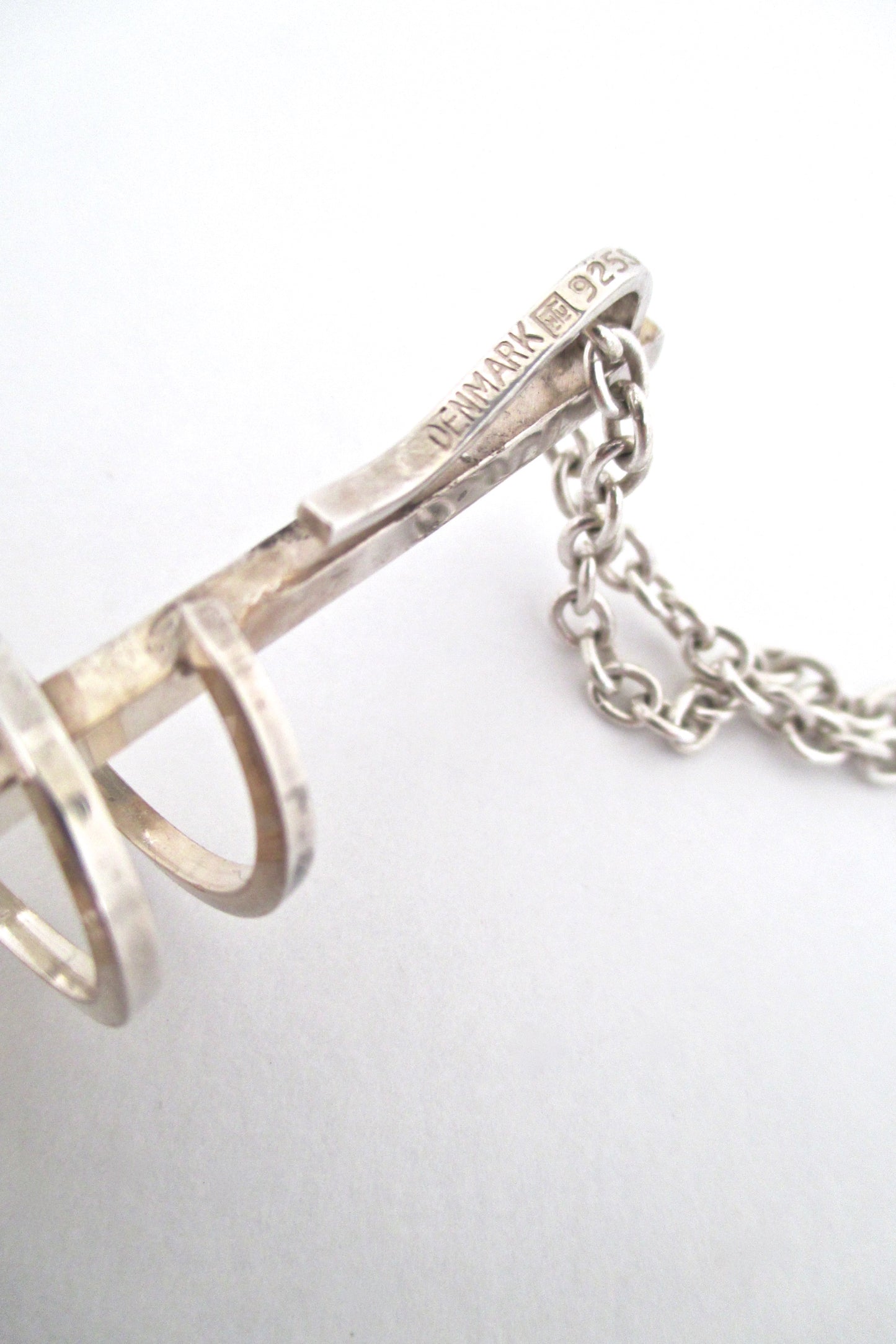 Henning Ulrichsen long silver spiral pendant necklace