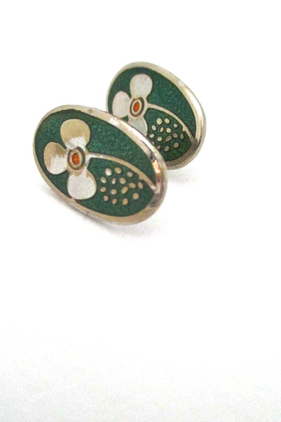 de Passille Sylvestre enamel oval flower earrings