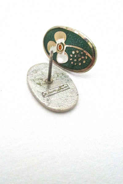 de Passille Sylvestre enamel oval flower earrings