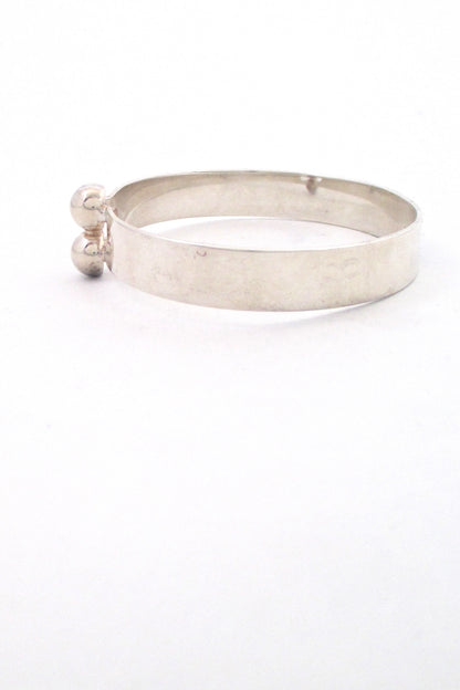 profile Kaunis Koru Finland vintage silver double spheres Modernist bracelet by Heikki Kaksonen 1974
