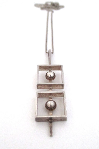 N E From Denmark vintage Scandinavian Modernist silver squares & spheres necklace