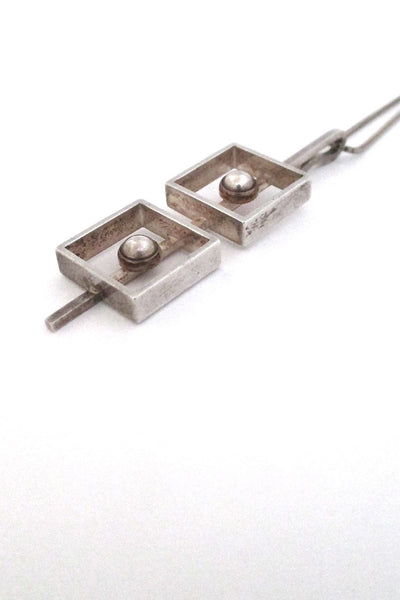 N E From Denmark vintage Scandinavian Modernist silver squares & spheres necklace