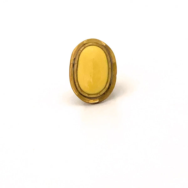 Rafael Canada large oval brass ring ~ butter yellow