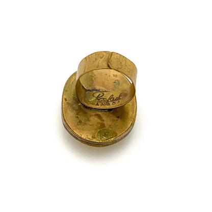Rafael Canada large oval brass ring ~ butter yellow