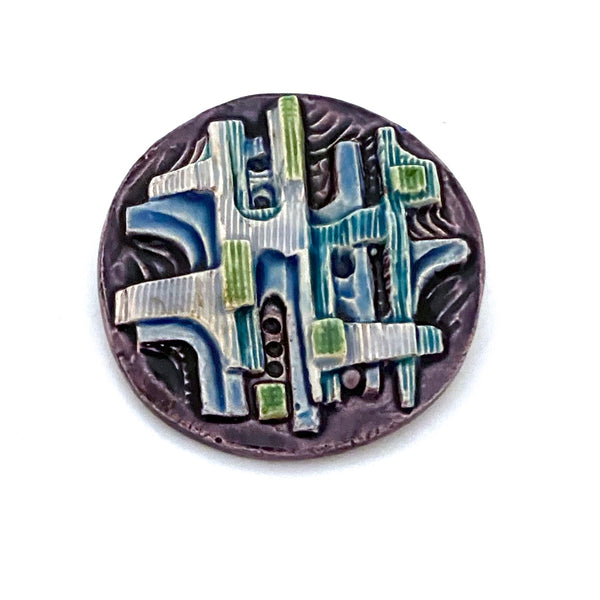 Avraham & Pnina Gofer Modernist ceramic brooch / pendant ~ signed