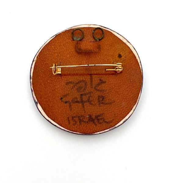 Avraham & Pnina Gofer Modernist ceramic brooch / pendant ~ signed