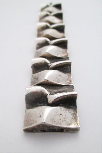 Matti Hyvarinen Finland vintage scandinavian modernist silver panel link bracelet 1973