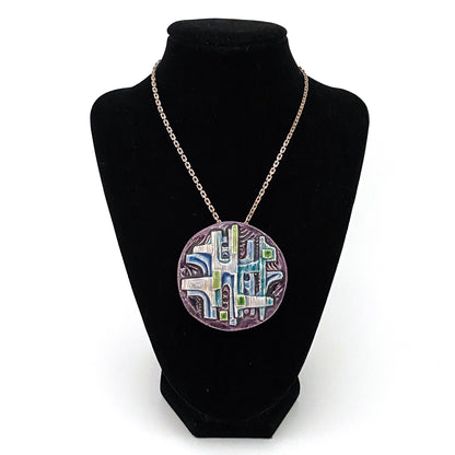 detail Avraham Pnina Gofer Israel vintage ceramic brooch pendant Modernist jewelry design