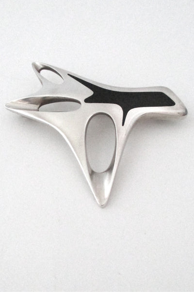 Georg Jensen Denmark vintage modernist sterling & enamel brooch # 323 by Henning Koppel