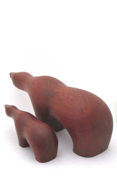 teak polar bear sculptures - Arne Tjomsland