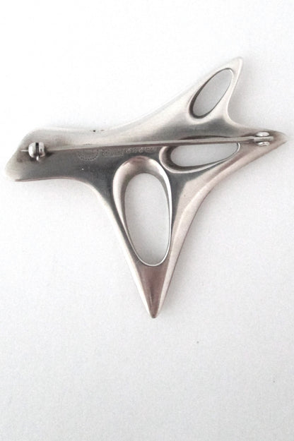 Georg Jensen heavy silver & enamel brooch #323 ~ Henning Koppel