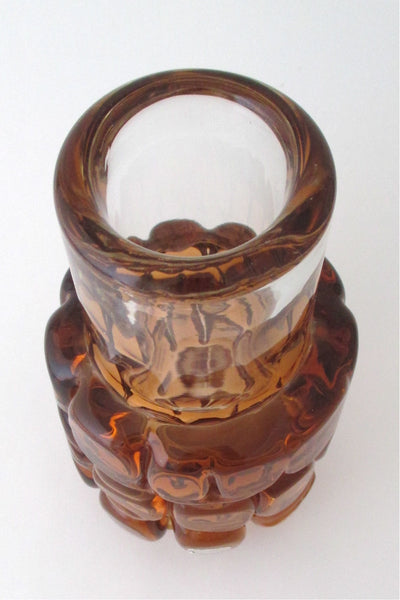 Frantisek Vizner for Skrdlovice Czechoslovakia vintage blown cased glass vase