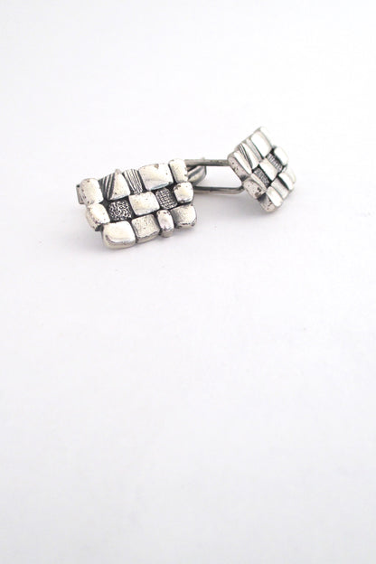 detail Guy Vidal Canada vintage brutalist pewter textured squares cufflinks