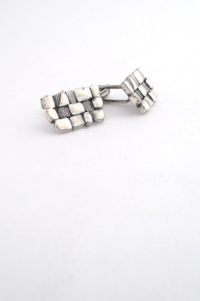 detail Guy Vidal Canada vintage brutalist pewter textured squares cufflinks
