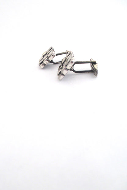 profile Guy Vidal Canada vintage brutalist pewter textured squares cufflinks