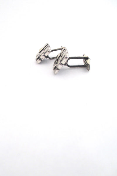 profile Guy Vidal Canada vintage brutalist pewter textured squares cufflinks