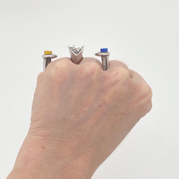 Wal van Heeckeren extraordinary 2 finger ring with fiber optic filaments