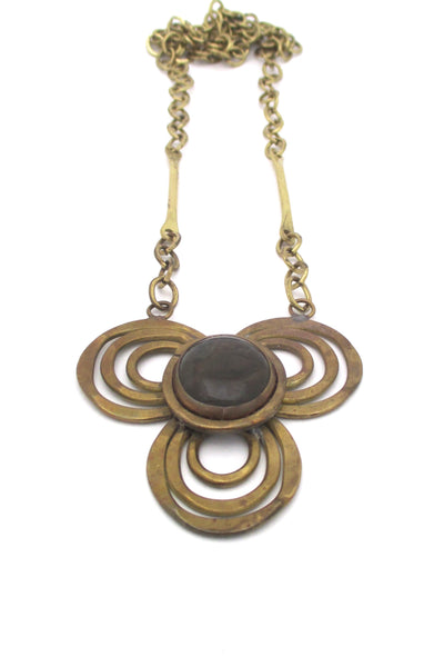 Rafael Canada brass & smoky clear trefoil necklace