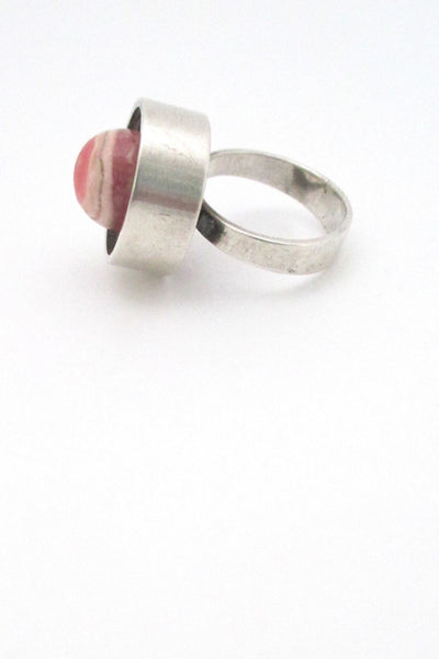 profile N E From Denmark vintage silver and rhodochrosite Scandinavian Modern ring