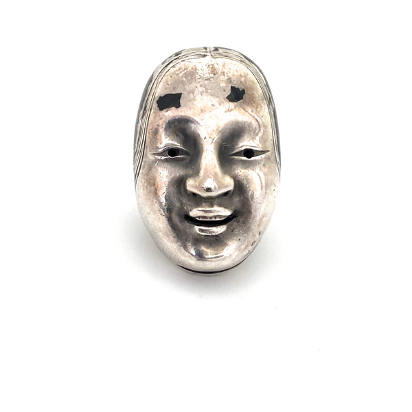 detail Trifari Diane Love Japanese Mask ring 1970 rare