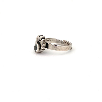 profile Karl Laine Sten and Laine Finland vintage silver rock crystal ring Scandinavian Modernist jewelry design