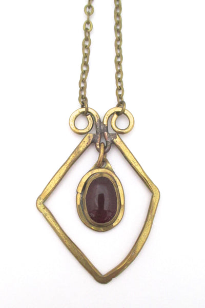 detail Rafael Alfandary Canada vintage brass red diamond kinetic necklace