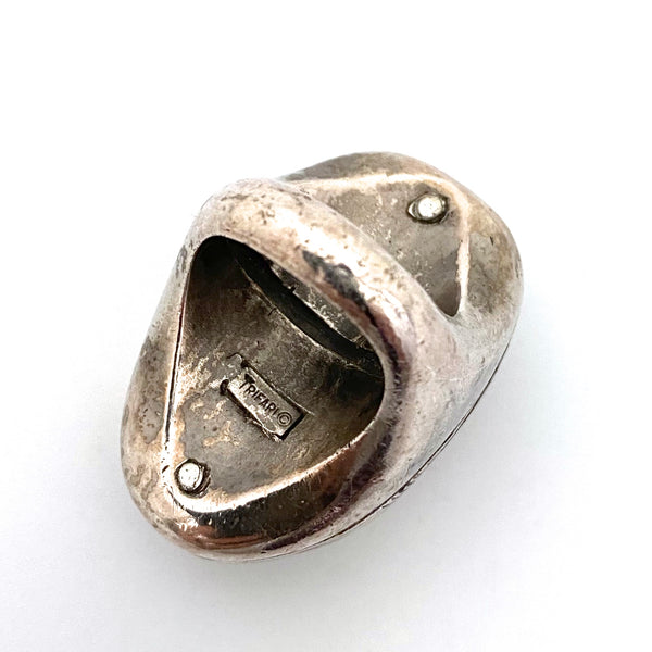 Trifari 'Japanese Mask' ring by Diane Love ~ scarce