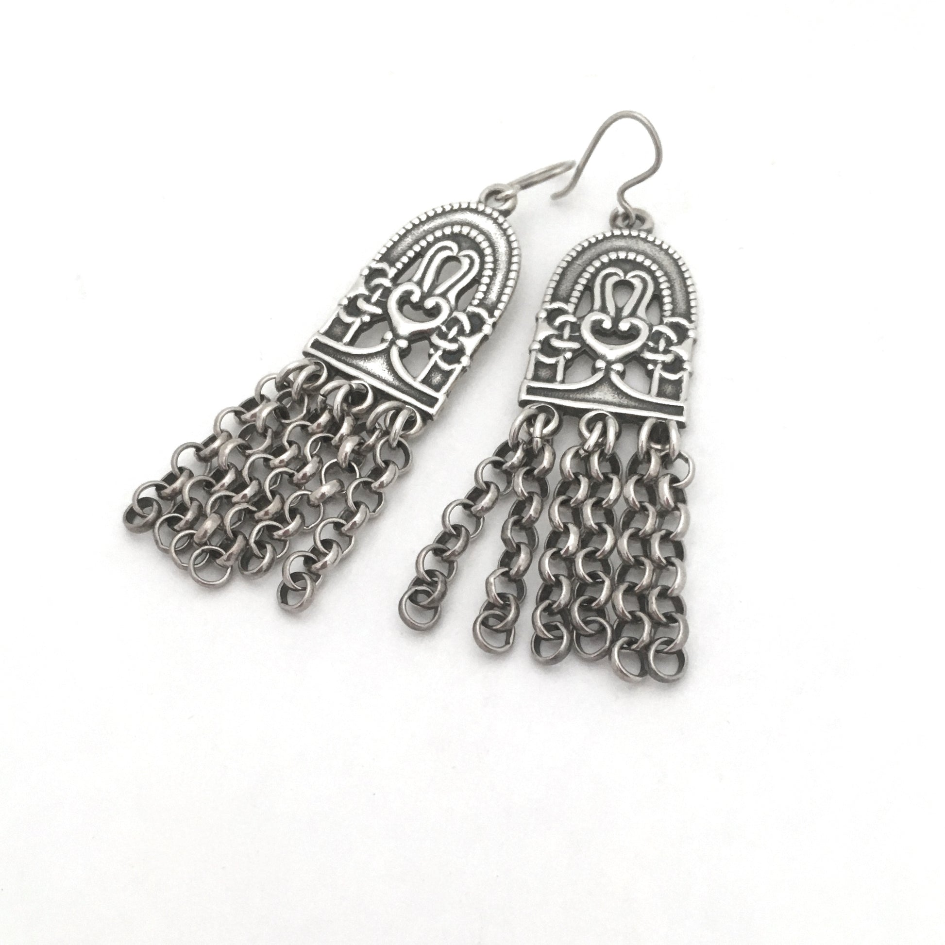 detail Kalevala Koru Finland vintage silver Paradise drop earrings Scandinavian design jewelry