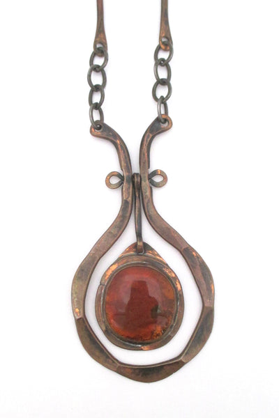 detail Rafael Alfandary Canada vintage copper amber glass classic kinetic necklace