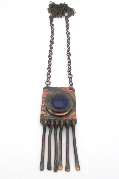 Rafael Canada copper & cobalt blue fringe necklace