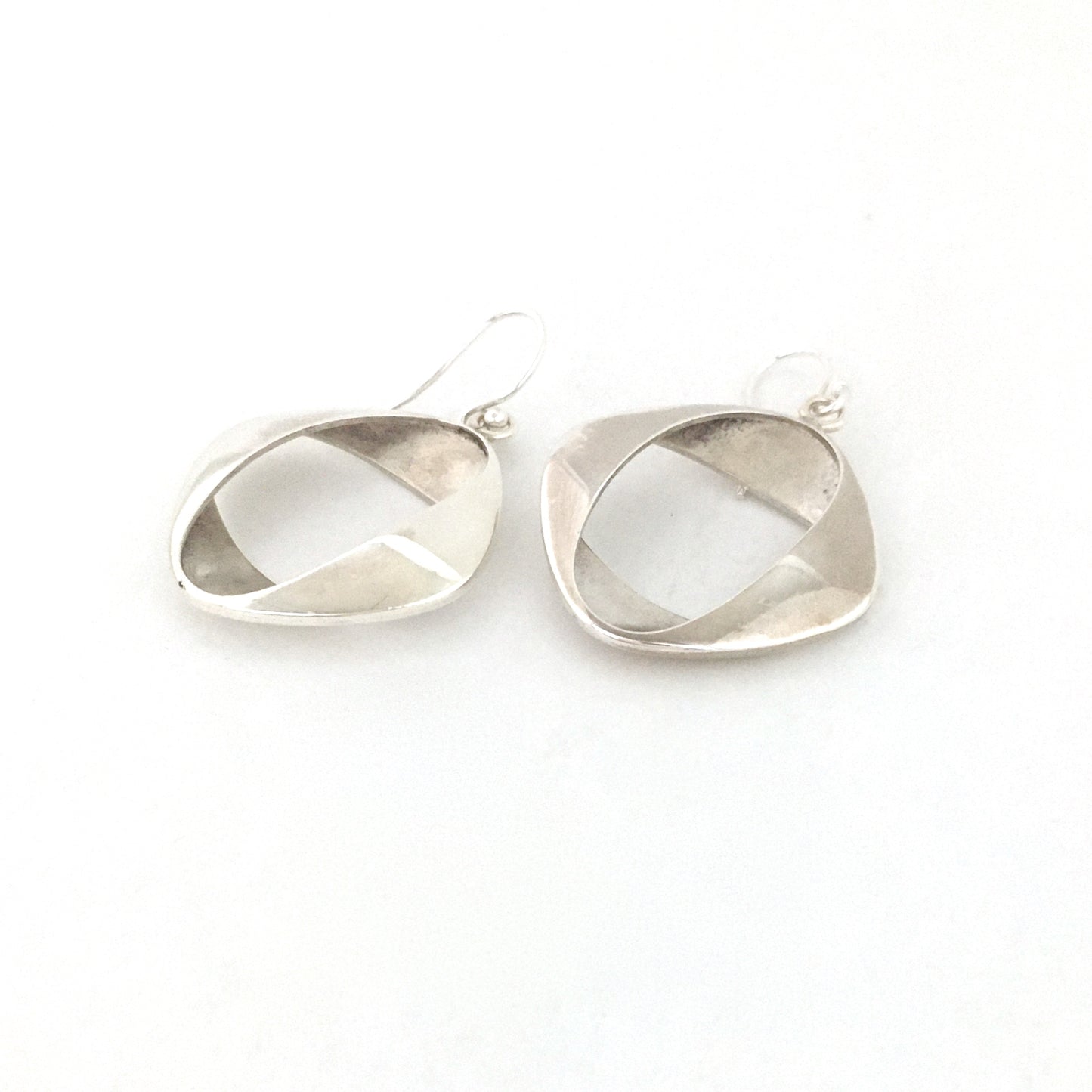 profile Georg Jensen Denmark vintage silver earrings 190 by Henning Koppel Scandinavian Modernist jewelry design