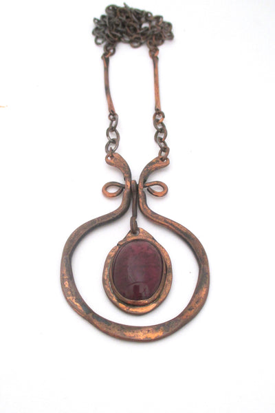 Rafael Canada large copper & transparent purple kinetic pendant necklace