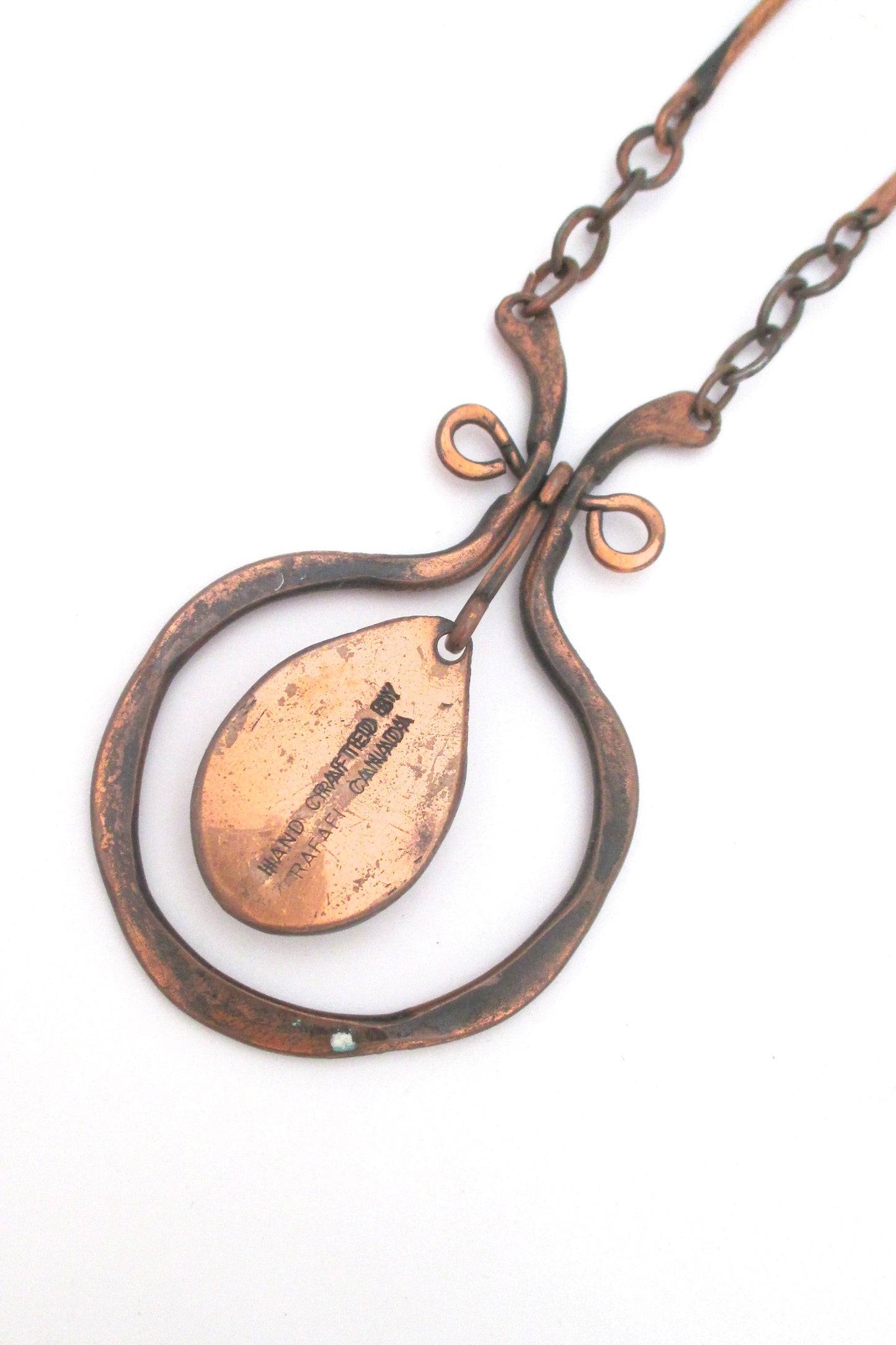 Rafael Canada large copper & transparent purple kinetic pendant necklace