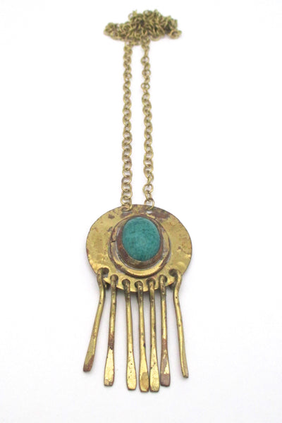 Rafael Canada brass & mottled green fringe necklace