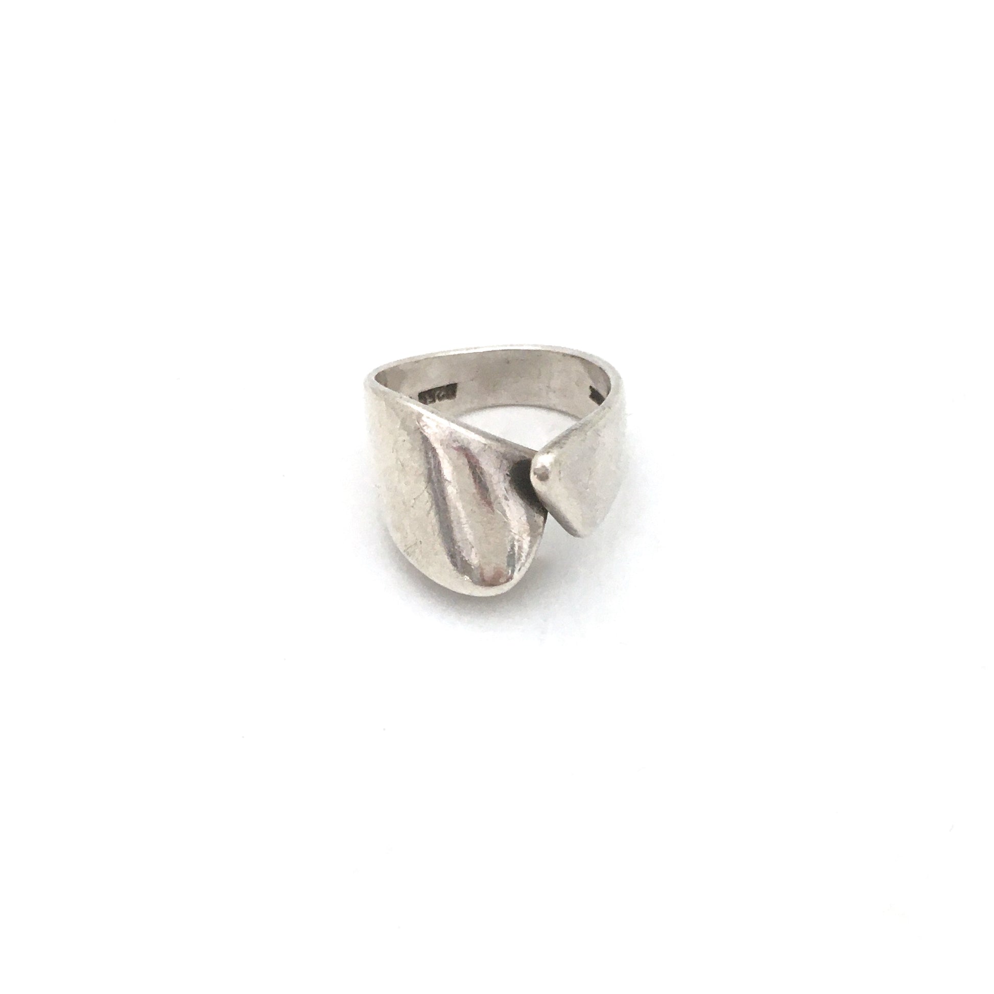 detail Hans Hansen Denmark vintage silver dimensional wrap ring Scandinavian Modernist jewelry design
