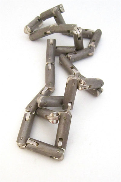 Tomasz Plodowski Poland sterling silver heavy articulated modernist necklace