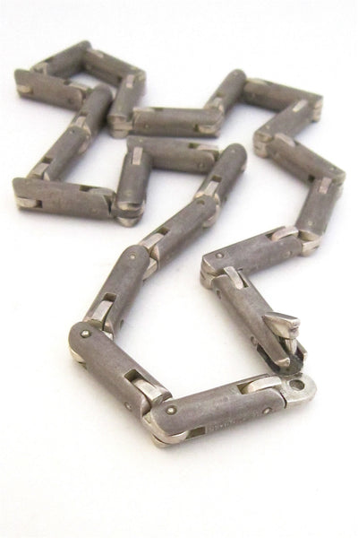 Tomasz Plodowski Poland sterling silver heavy articulated modernist necklace