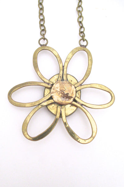 Rafael Canada brass & transparent purple daisy necklace