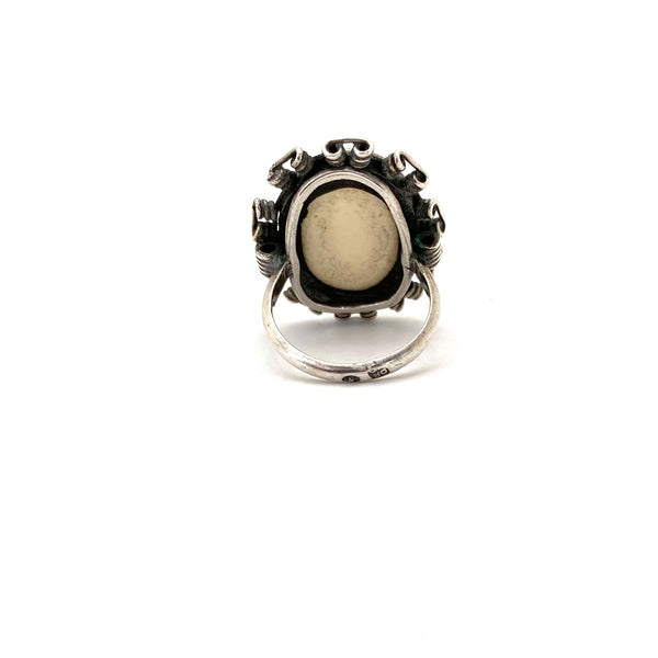 ORNO Poland large silver & amber ring